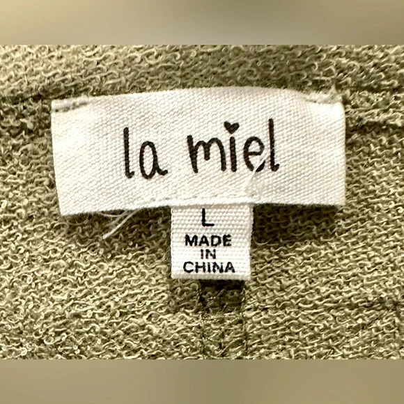 EUC La Miel Olive Green Long Sleeve Jersey Top Sz L - Picture 10 of 13